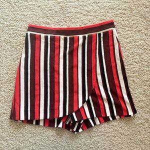 Express Size S Womens Skort Shorts Vertical Stripes Red White